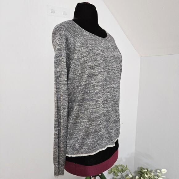 Joie Silver Metallic Raglan Sleeve Lightweight Pullover Boat Neck Knit Top - Picture 2 of 11